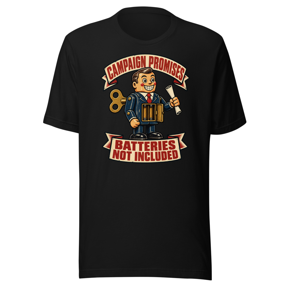 Campaign Promises — Batteries Not Included shirt mockup